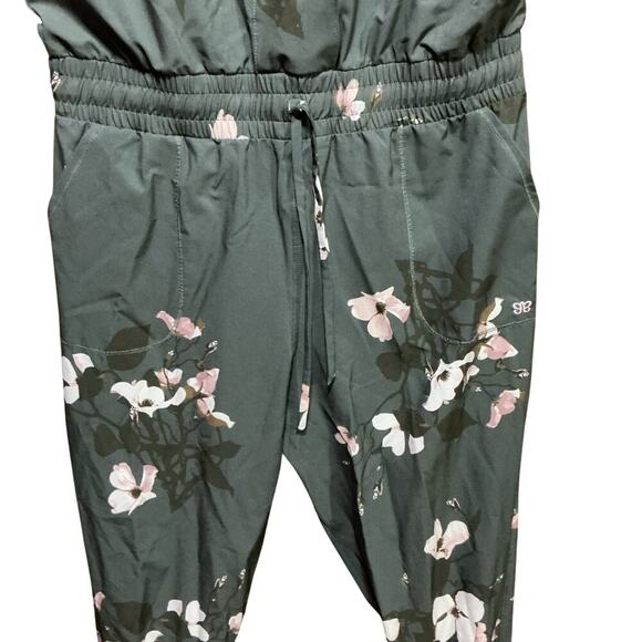 Albion Orchid Jumpsuit Green Pink Floral Ankle Zip Size Small - Picture 5 of 10